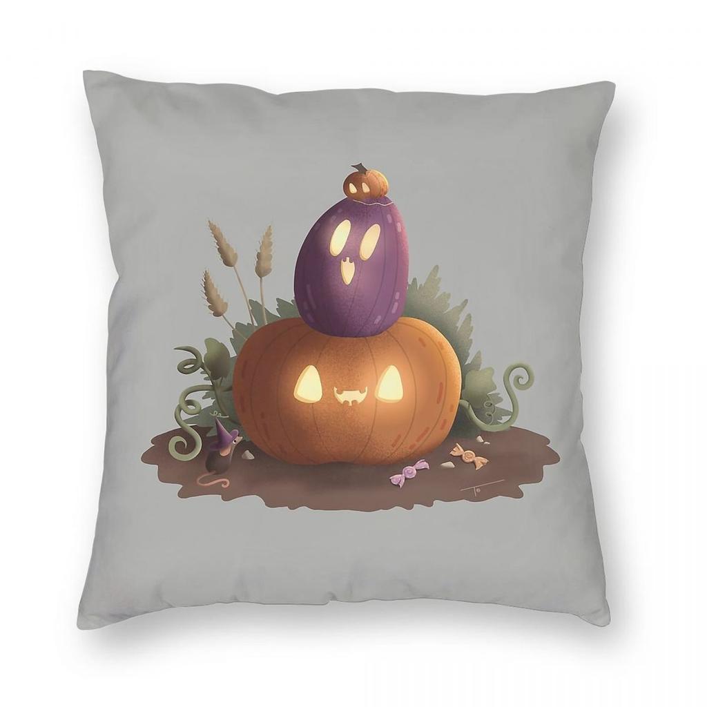 Halloween Pumpkin Tower Pillowcase Polyester Linen Velvet Pattern Zip Decorative Pillow Case Sofa Cushion Case