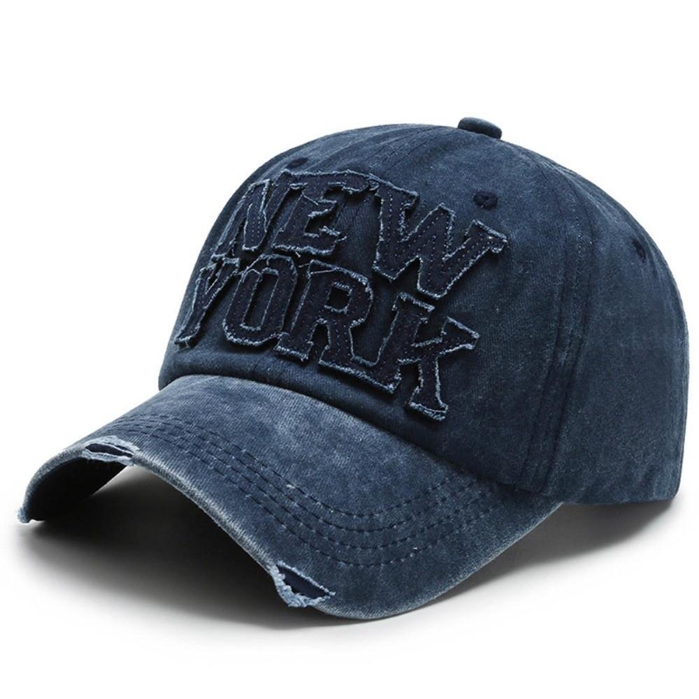 with Letter Patch Baseball Cap Curved Brim Sun Hat Casual Duckbill Hat Outdoor синий