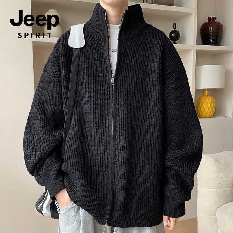 

JEEP SPIRIT Мужской кардиган свитер с высоким воротником, однотонный, Осень/Зима 2025 MZ009 L