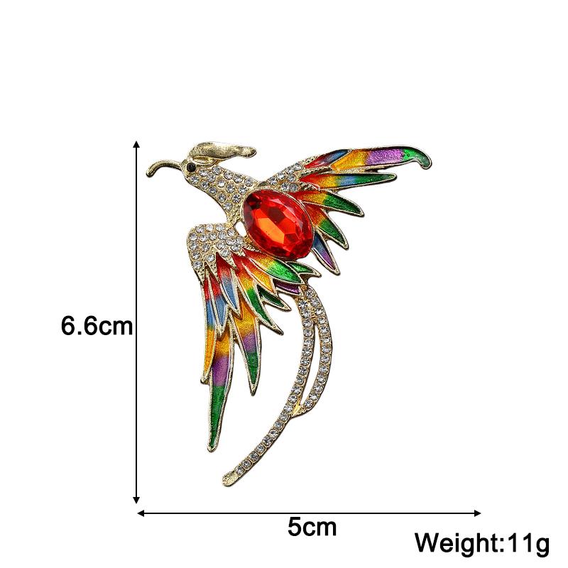 Colorful Phoenix Reborn Ashes Red Green Crystal Rhinestone Enamel Brooch Pins Party Wedding Girl Gifts