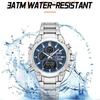 Naviforce Men Dual Time Watch Quartz Movement LCD Digital Chronograph Luminous Hands Stainless Steel Strap Waterproof Men Watch NF9278