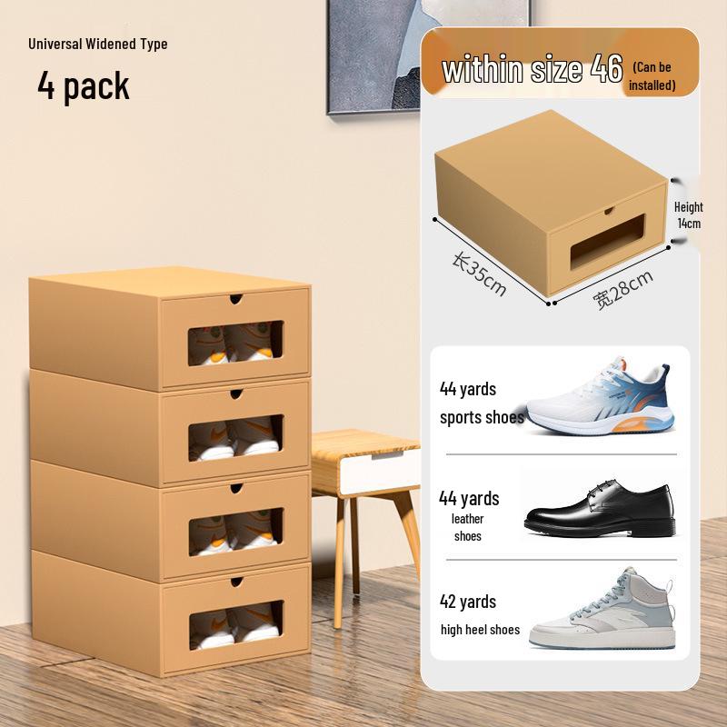 Schuhregal: Platzsparende transparente Kraftpapier-Aufbewahrungsboxen