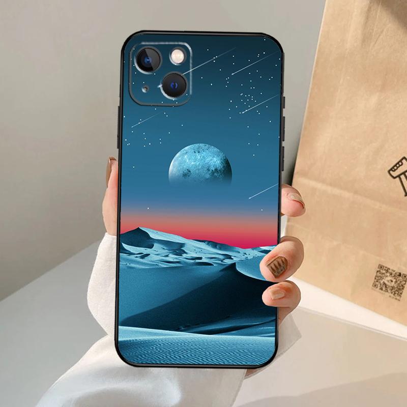 Moon Stars Space Phone Case For iPhone 17 Air 16 15 14 13 12 11 Pro Max 12 13 mini 15 16 Plus 16e Cover Coque