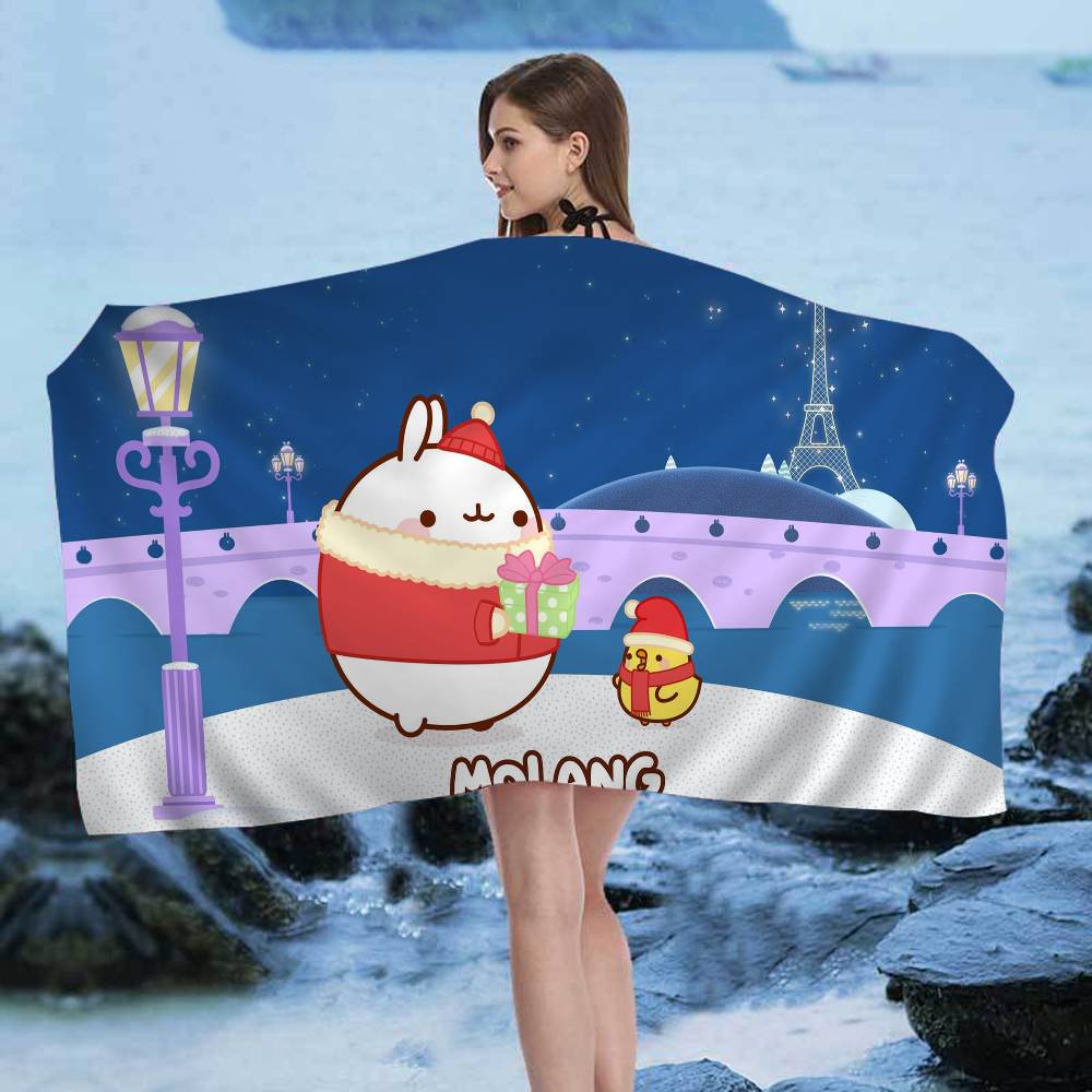 Cute White M-Molangs Rabbit Microfiber Beach Towel Absorbent Quick dry Soft Yoga Swimming Resort Mountain Climbing Towel