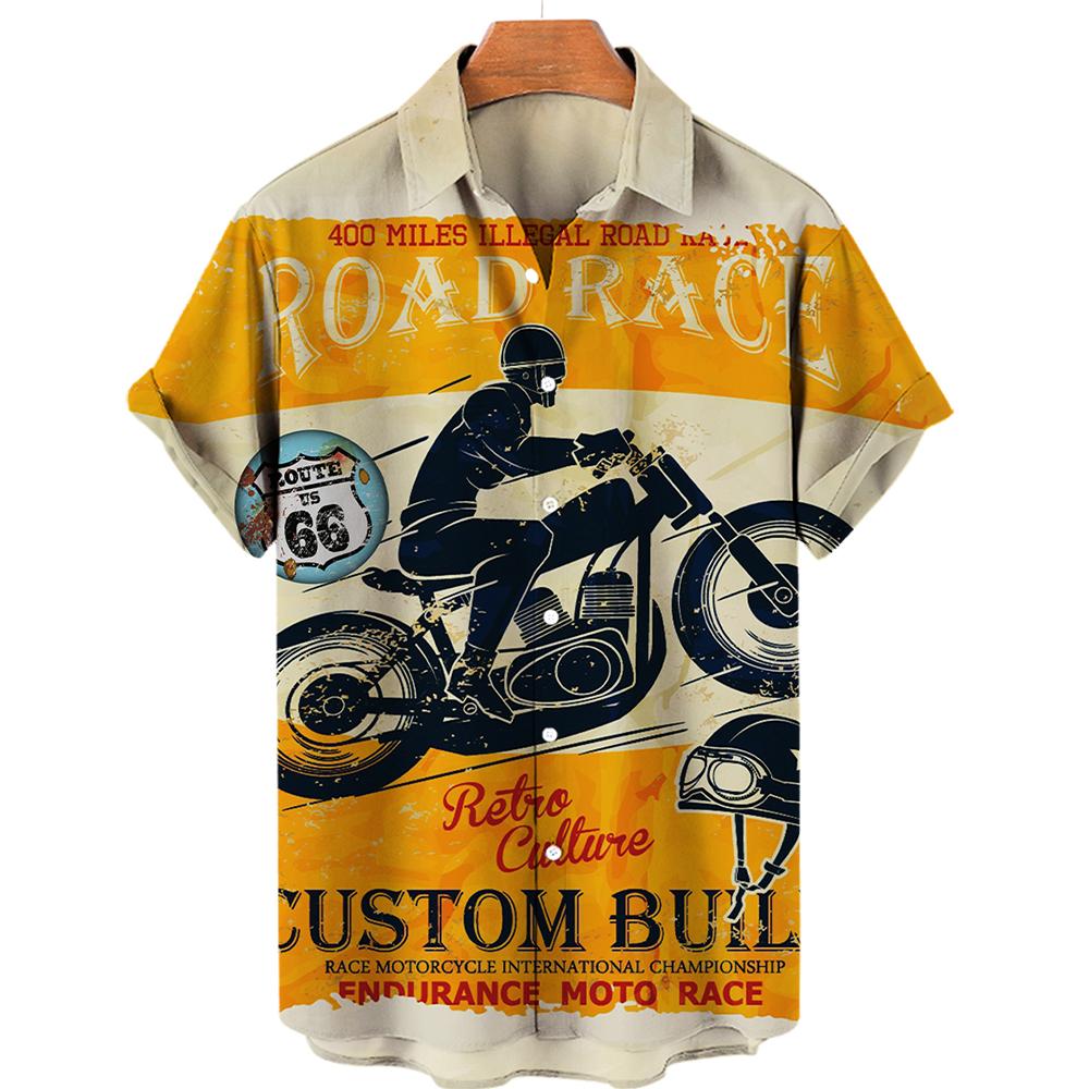 Hawaiian Colorful Sci-Fi Space War Elements Printing Breast Pocket Short Sleeve Shirt Loose Versatile Casual Sports Summer Men