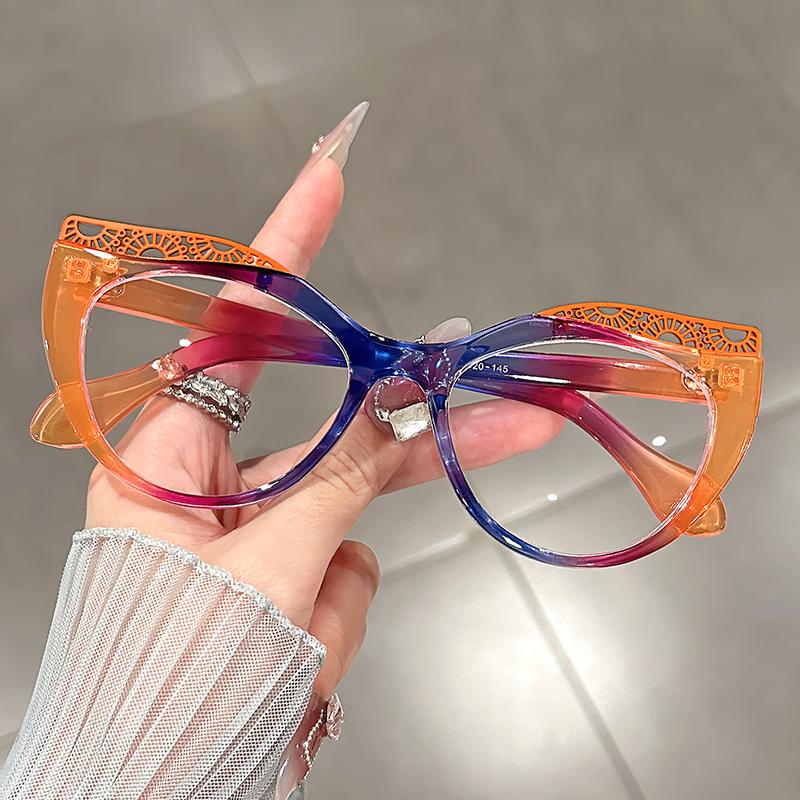 

Новые многоцветные композитные очки с защитой от синего света для модных и трендовых женских очков «кошачий глаз» с плоским светом оранжевый