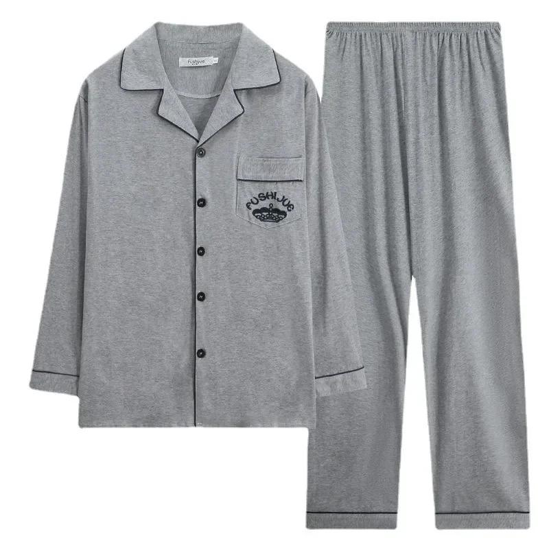 Men's Pajamas Set Long Sleeve Cotton Overalls Pajamas Fall and Winter Casual Wear Men's Loungewear Casual Wear