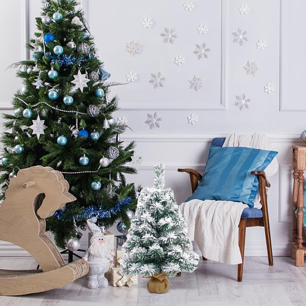 Mini Christmas Tree 17.7in High Lifelike Vivid Colors Snow Flocked Table Christmas Tree