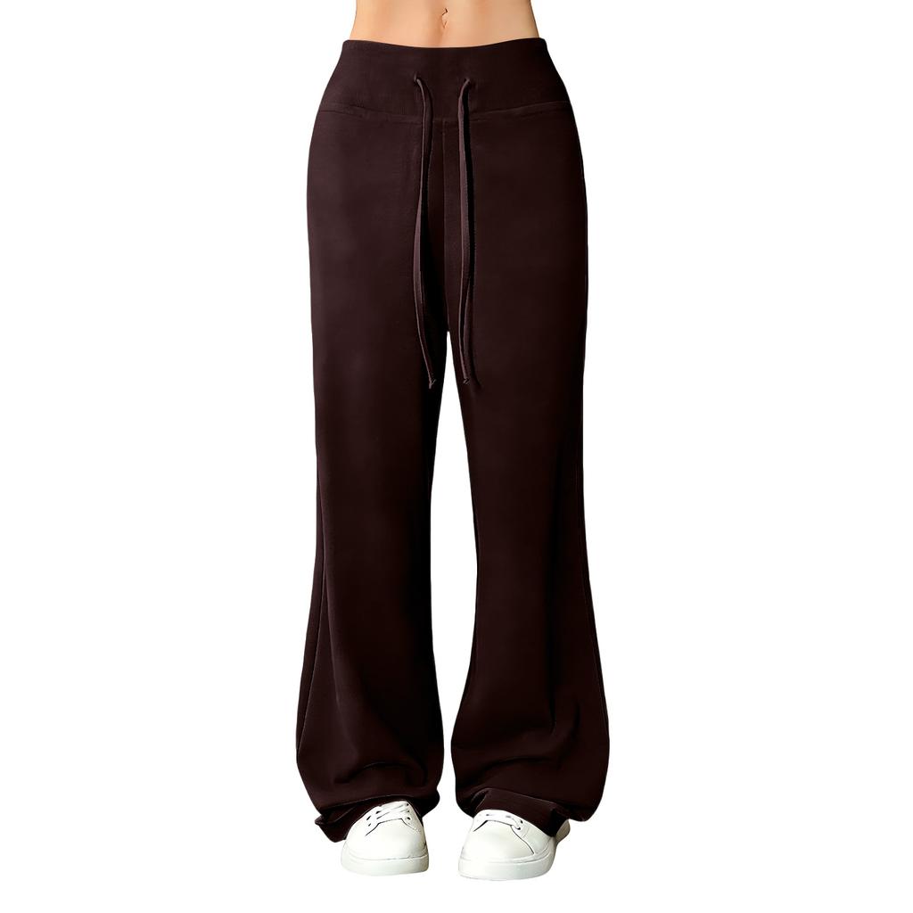 Kadın Bol Kesim Günlük İpli Elastik Bel Pantolon Rahat Bol Kesim Yoga Gevşek Pantolon