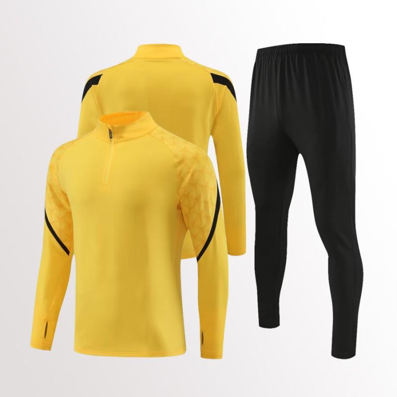 Mens Womens Soccer Training Kit Set Long Sleeve Half-Zip Hoodie Sports Jersey Uniform Breathable Quick-Dry