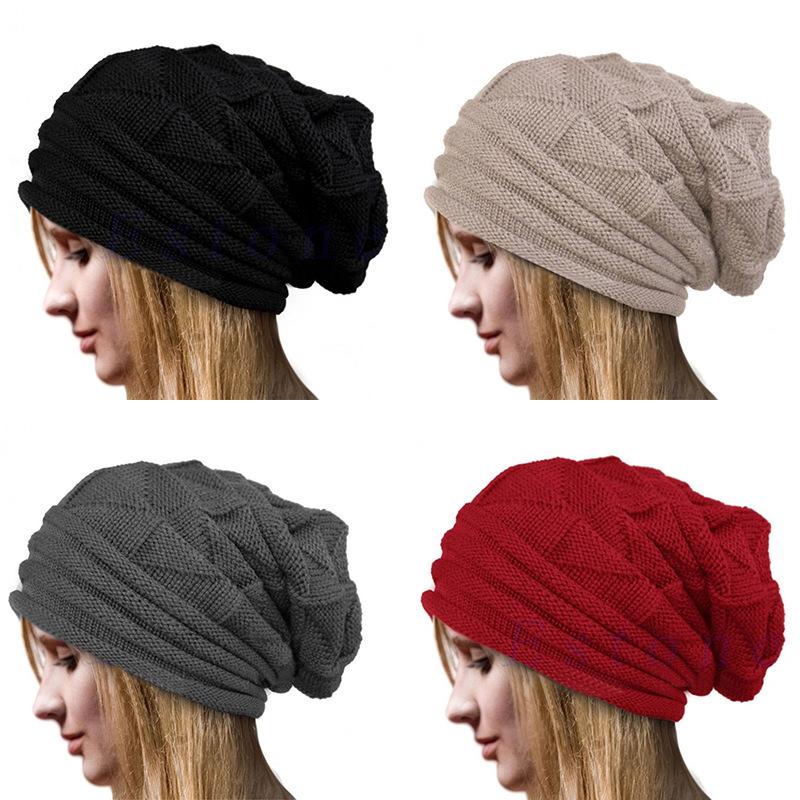 Winter Warm Skullies Beanie For Women Knitted Baggy Beanies Ski Slouchy Cap Hat For Men Fashion Solid Wool Beanie Unisex Caps