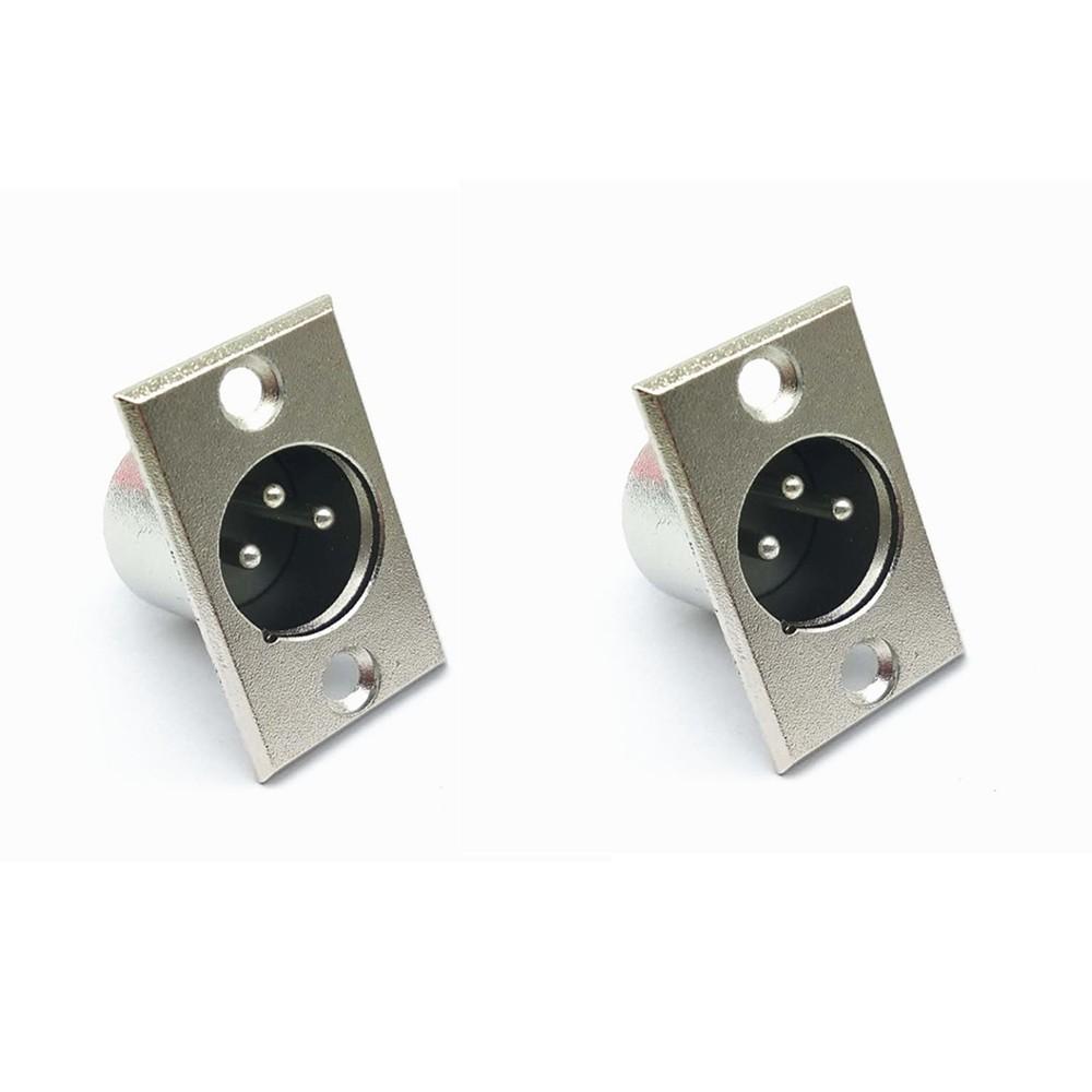 2pc XLR 3-Pin Male Female Alloy Socket Panel Mount Chassis Microphone Audio Conn