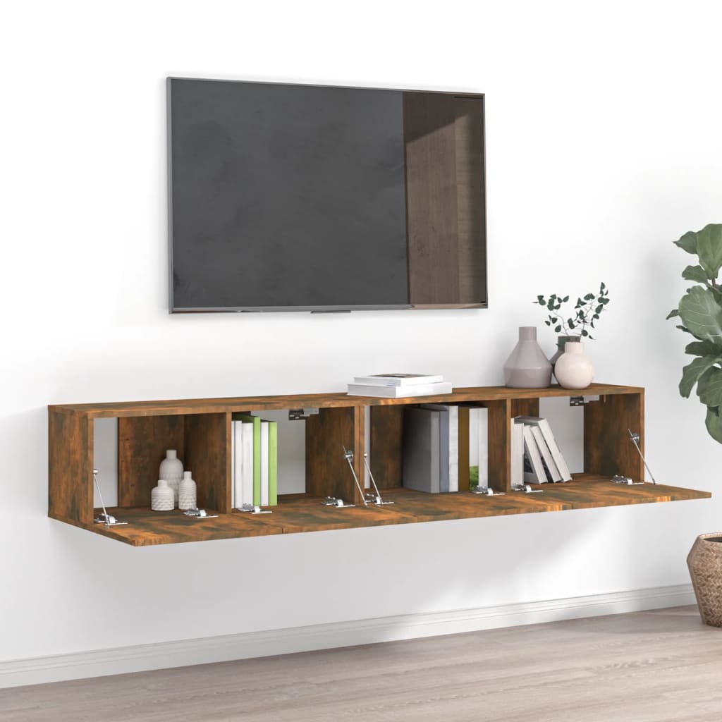 Vidaxl Zestaw 2 Szafek Tv, Przydymiony Dąb, Materiał Drewnopochodny