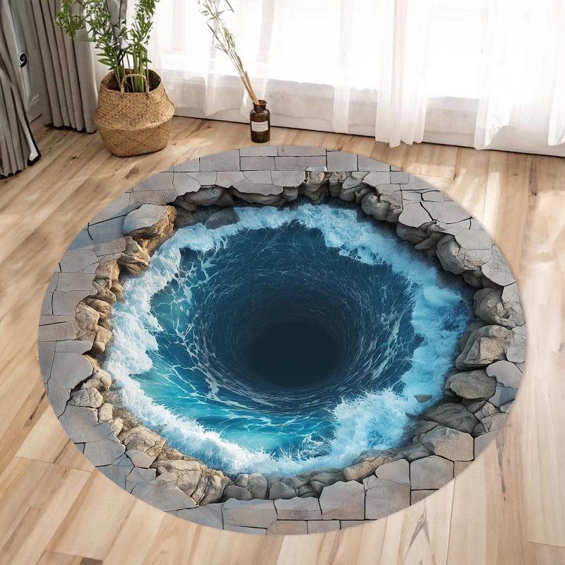 

3D Carpet Round 3D Mats Large Carpet Deep-hole Rugs Illusion Carpet 3D Carpet Optical Illusion Carpet 3D Water 3D Look Carpet 40x40cm