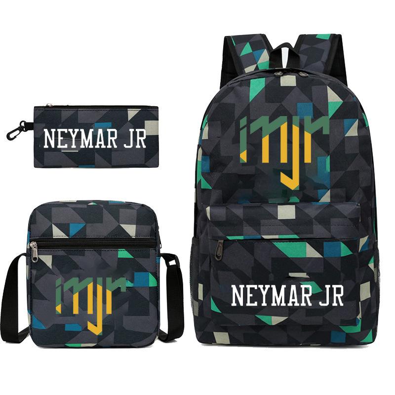 Neymar Neymar Football Printed School Bag 3-Piece Casual Pencil Case Shoulder Bag Backpack schoolbag 3-piece set