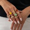 Salircon 8Pcs/Set Boho Colorful Acrylic Resin Rings for Women Exquisite Irregular Stackable Adjustable Opening Ring Jewelry Gift