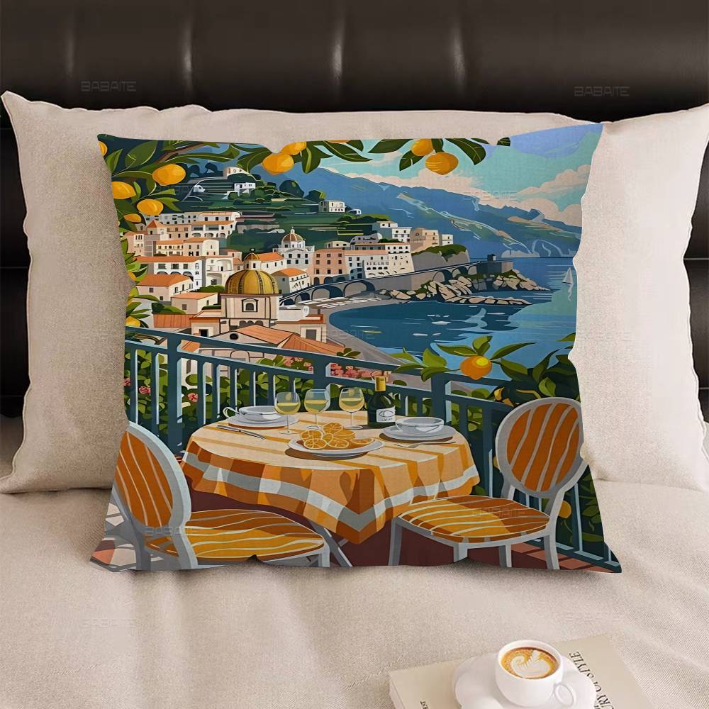 

Landscape Art Amalfi Italian Pillow Cover Design cushion Cover decor Holiday Decorati 20x20Inch