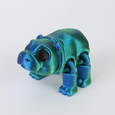 3D tištěná pohyblivá hroší hračka, Hroch s pohyblivými klouby, 3D tištěná hroší dekorace, Úleva od stresu, Pohyblivý hroch
