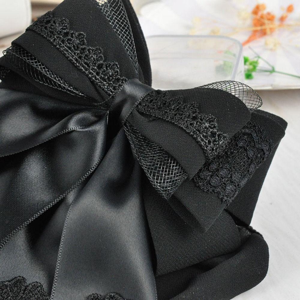 Elegant Ribbon Bowknot Hair Cover Classic Lace Work Hairnet  For Women Girl Hair Accessories