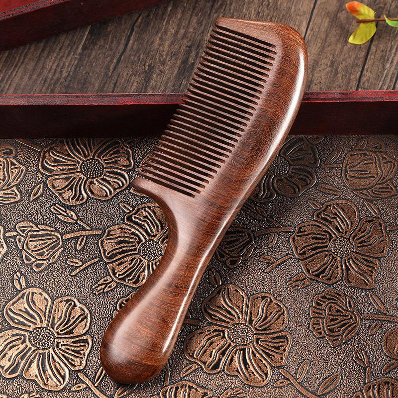 Sandalwood Comb Solid Peach Wood Engraved Hair Brush For Friends Lovers Family Gift Long Straight And Smooth