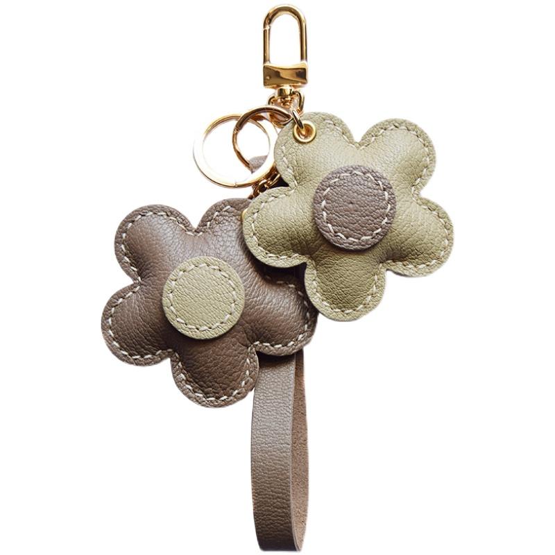 Flower Flower Original Design Leather Handmade Car Key Bag Pendant Personality, Female Gift Keychain