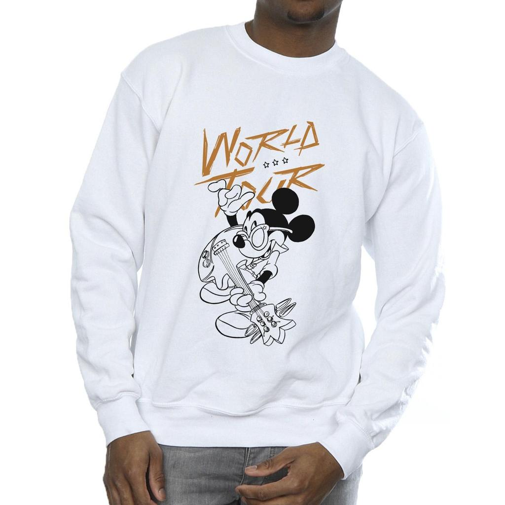 Disney Mens Mickey Mouse World Tour Line Sweatshirt