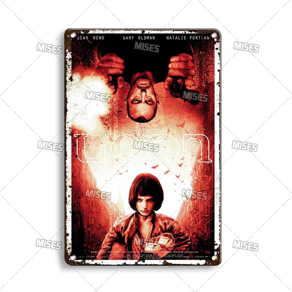 MISES Lon Klassischer Film Metallposter Killer Leon Kneipe Metallblechschild Wandplatte Haus Garten Metallschild Wand Industrielle Dekoration