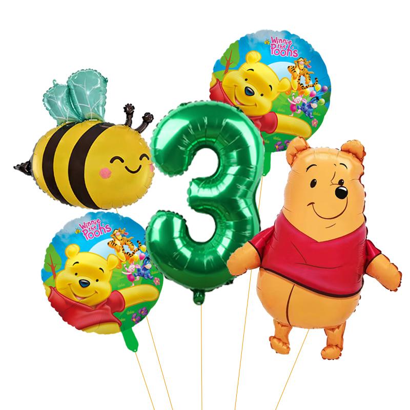 5 unidades Balão de Abelha Desenho Animado Winnie The Pooh Suprimentos para Festa Winnie Balões de Festa de Urso para Chá de Bebê Decorações de Festa de Aniversário