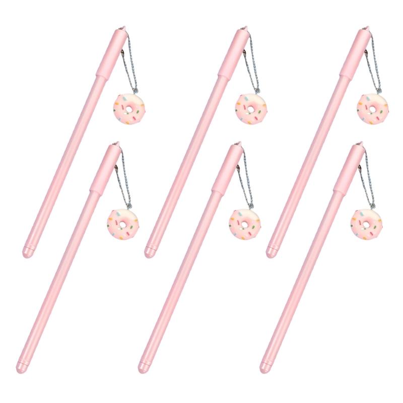 6Pcs Desserts Pendant Gel Pen 1.0MM Tip for Women Girl Student Writing Journaling Drawing Office School Writing Tool