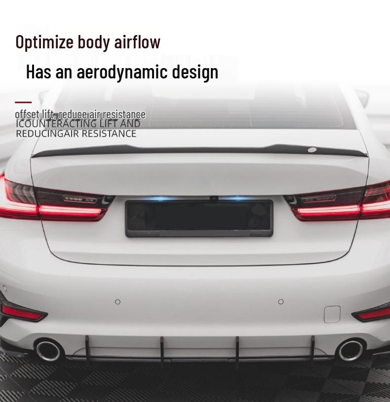 Kompatibilní s BMW řady 3 (G20 Sport, 325i, 330i, 2019) - Modifikační sada zadního difuzoru a křídlového spoileru.