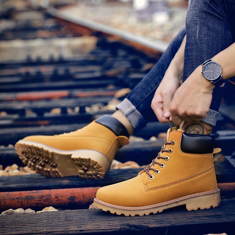 Men's Winter Boots, Casual Leather Short Boots, Snow Boots, Flat Boots, Fashionable and Comfortable British Style