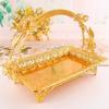Gold Metal Single-Layer Fruit Snack Basket European Classical Temptation Multi-Purpose Design For Hotel KTV Living Room