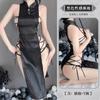 Sex underwear retro buckle sexy temptation straps high split jacquard satin cheongsam nightdress