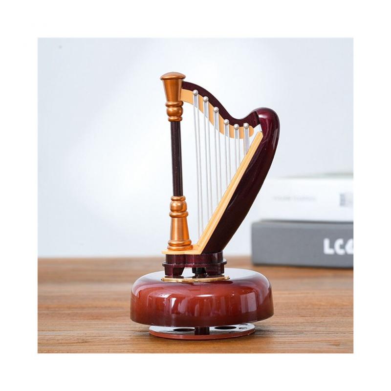 Drehbare Spieluhr im Literarischen und Klassischen Stil, Spieluhr, Desktop-Ornamente, Geburtstagsgeschenk für Musikliebhaber, Harfe
