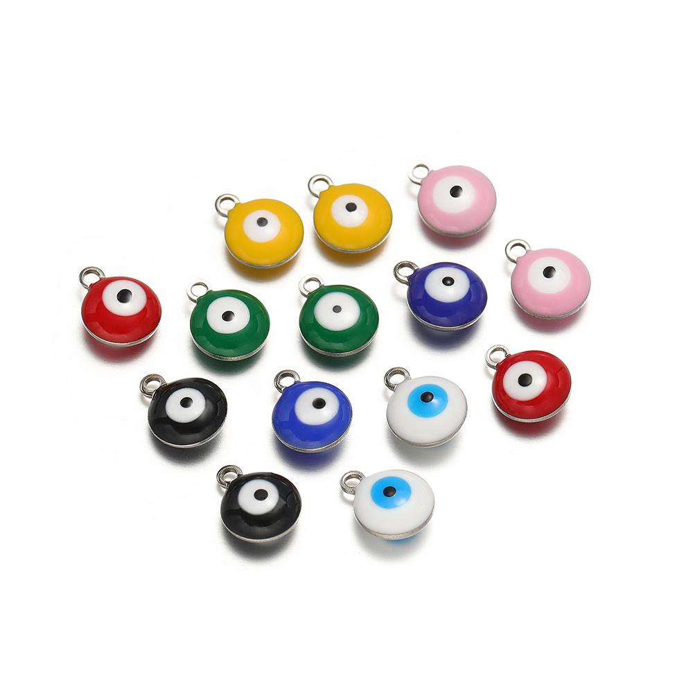 20pcs Stainless Steel 8mm Gold Color Eyes Beads Charms for DIY Necklaces Bracelets Findings Supplies Jewelry Earrings Making