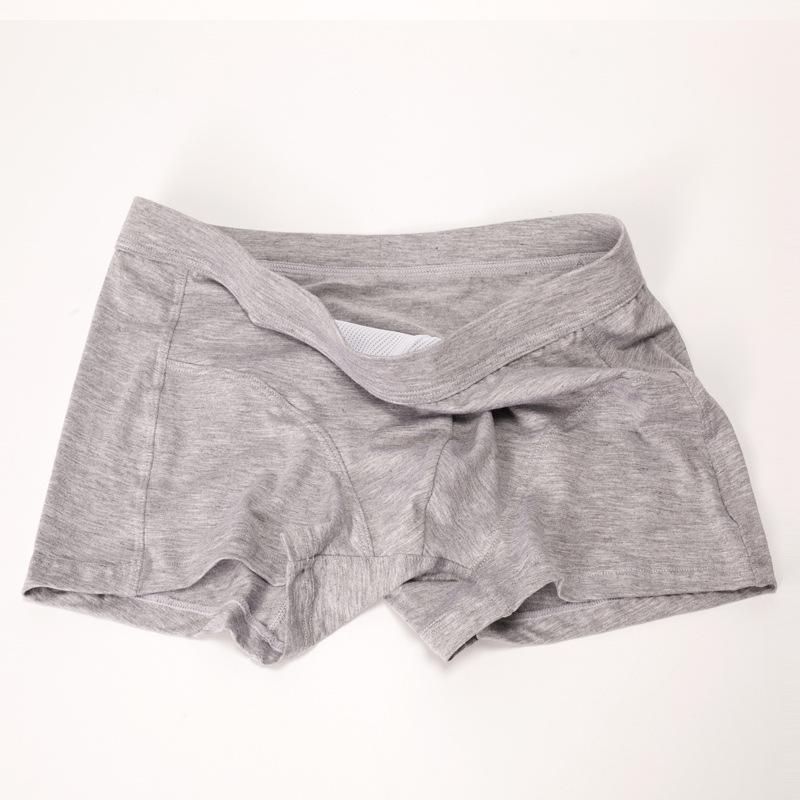 Men's Boxer Underwear with Four Corners Breathable Solid Color Youth Mid Waist Breathable