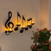 Black Music Note Wall Sconce Metal Wall Mounted Candle Holder Musical Symbol Tea Light Holder Rack for Living Room Dining Room
