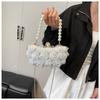 New Lace Flower Evening Bag Pearl Chain Clip Shell Bag Women Crossbody Bag
