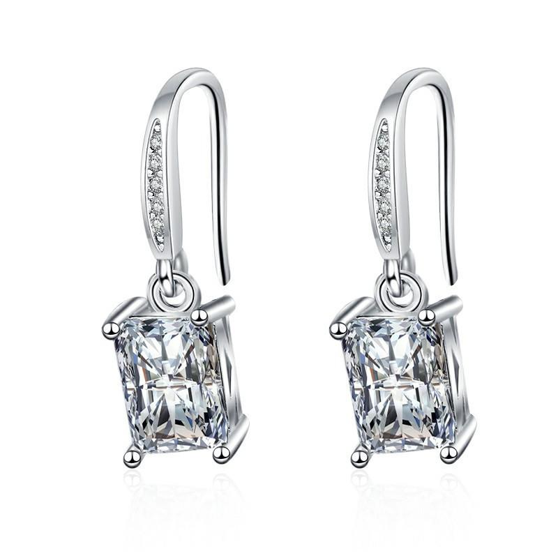 Fine Jewelry 925 Sterling Silver Earrings Inlaid with Zircon Crystal Flower Earrings Charm Jewelry for Women Gift Engagement