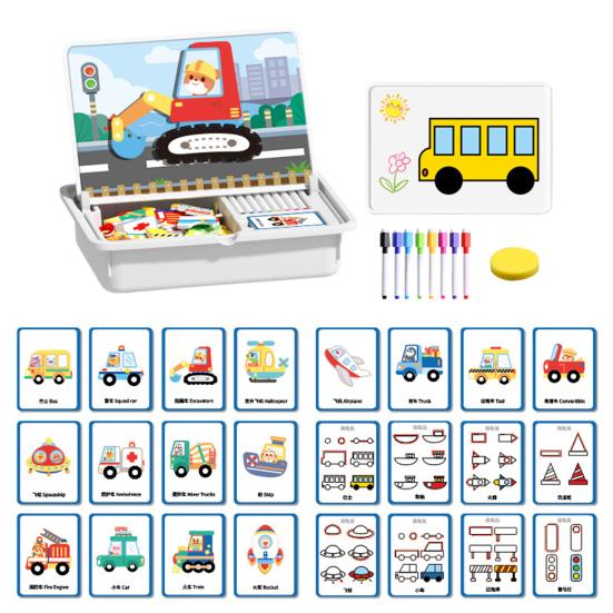 Cartoon Magnetic Puzzle Board Game Dress-up Dinosaur Vehicles Animal Preschool Learning