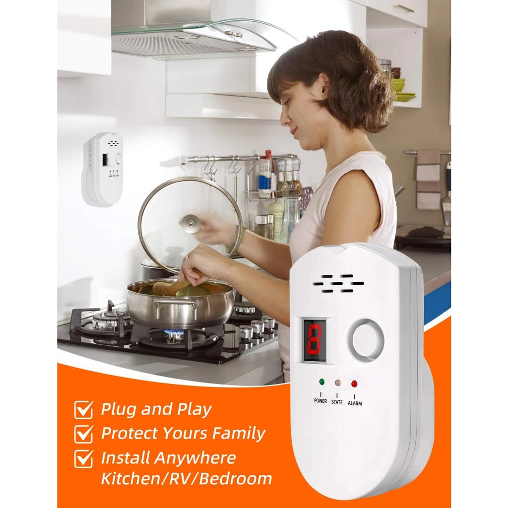 Natural Propane Gas Detector, Home Gas Alarm and Monitor, Leak Alarm for LNG, LPG, Methane In Kitchen, Home, Camper