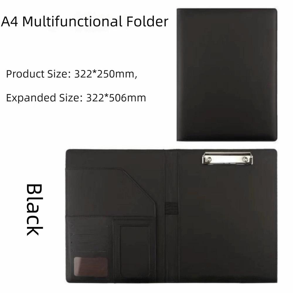 

High Quality A4 Multifunctional Folders Multicolor PU Leather Business Files Card Holder Pen Insert Meeting Memo Book Conference чорний