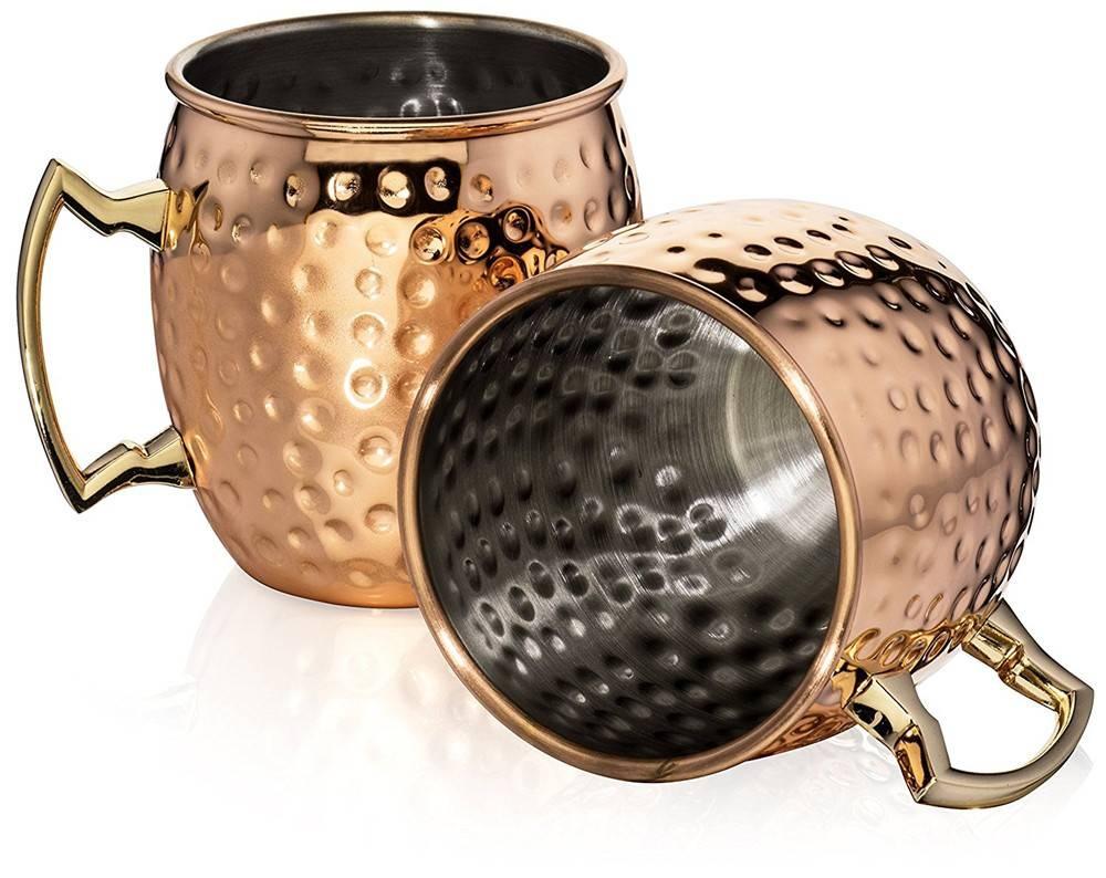 Hamret kobberbelagt Moscow Mule Mug Ølkopp Kaffekopp Krus Kobberbelagt kopp