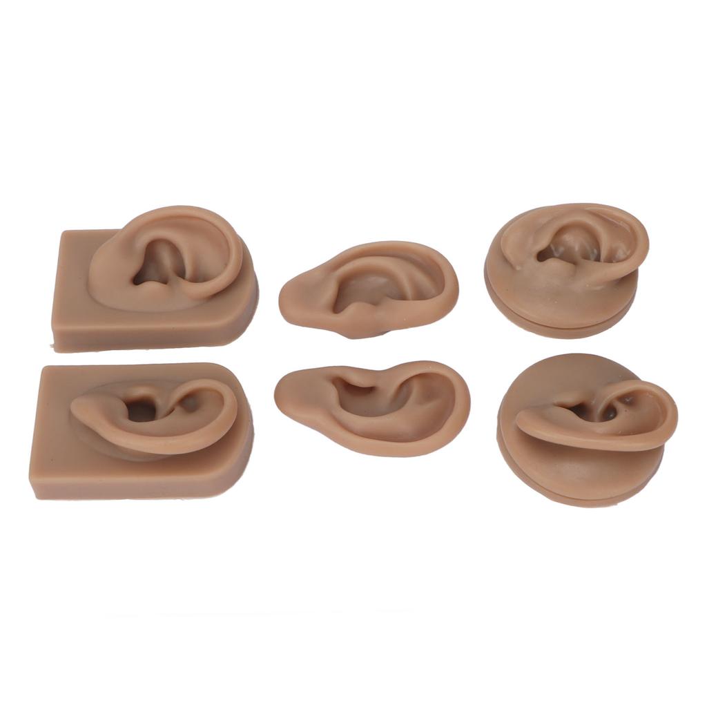 3 Pairs Silicone Ear Model Soft Flexible Simulation Human Ear Model for Piercing Practice Jewelry