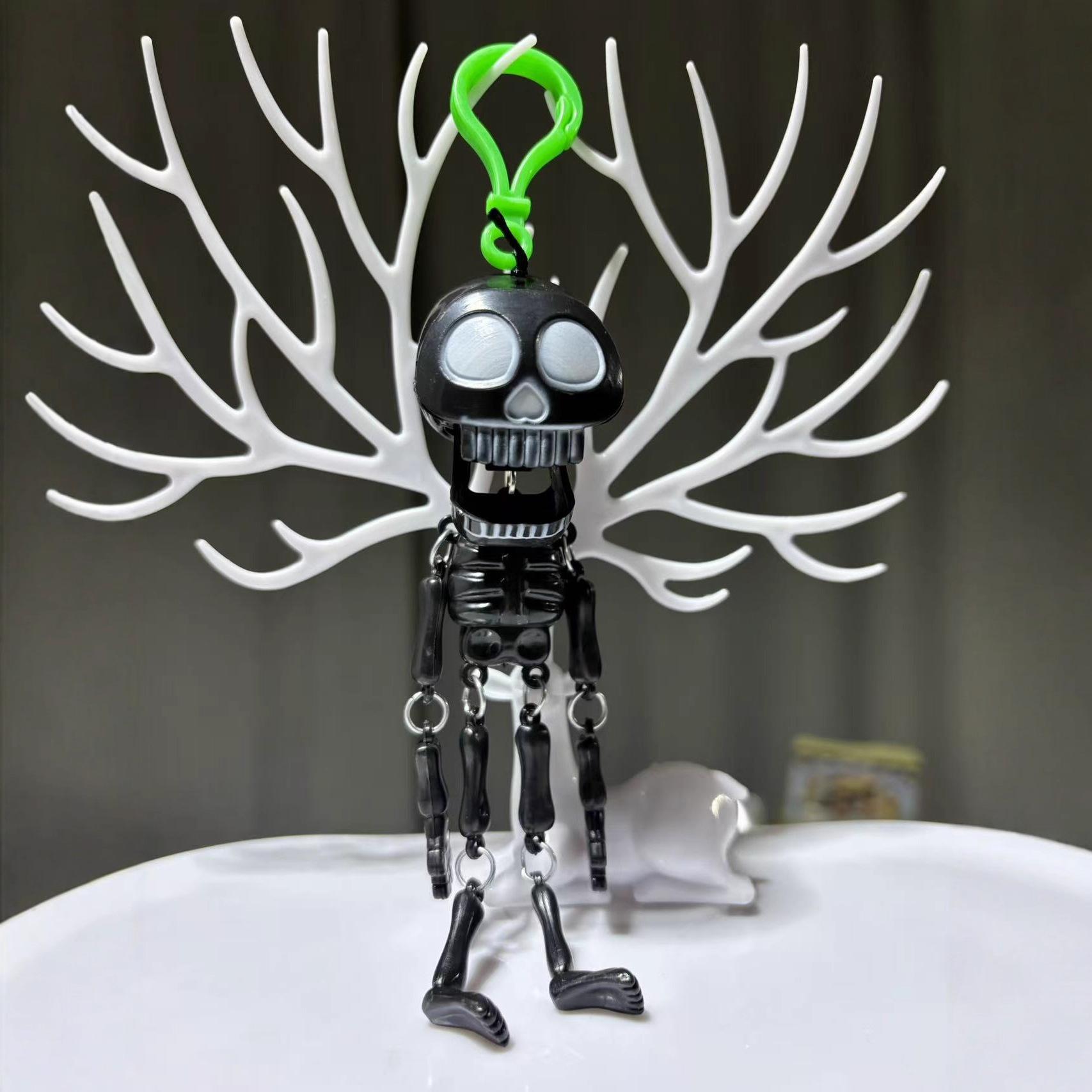 Latest 1Piece Fun Moving Skull Keychain Halloween Skeleton Pendant Keyring For Women Men Jewelry Bag Accessories Present Skull Handicraft Skull Keychain