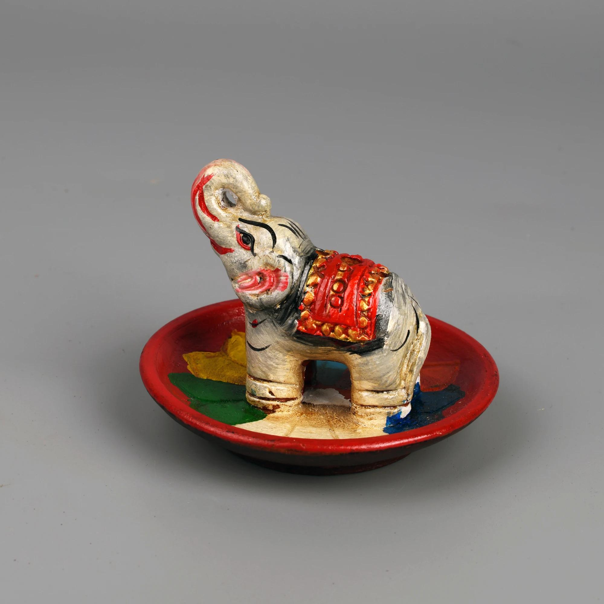 

Nepal Hand-made Ceramic Coloured Drawing Elephant Stereoscopic Incense Holder Temple Indoor Incense Tools Living Room Decoration