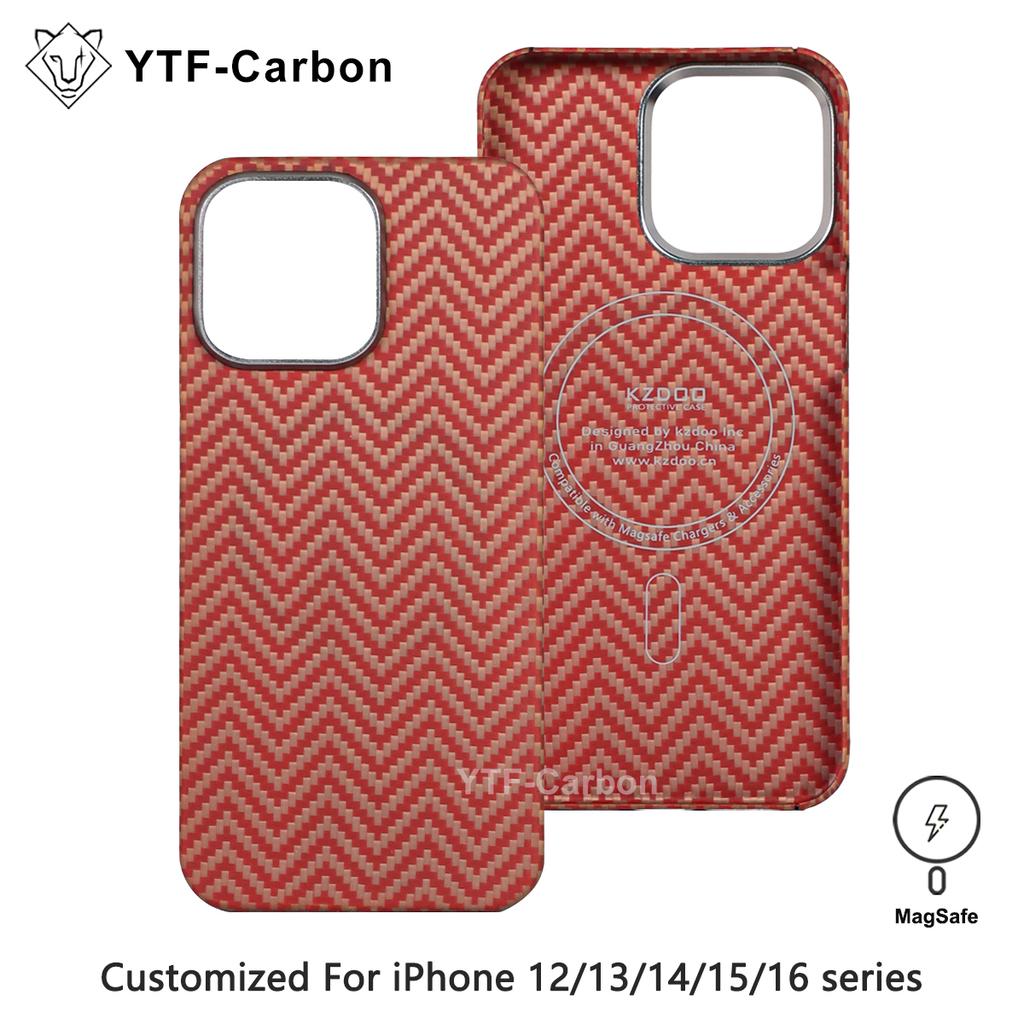 YTF For iPhone 12 Pro Max/13 Pro/14 Pro Max/15 Pro Max/16 Pro Max Genuine Carbon Fiber Aramid Case Ultra Thin Protective Cover