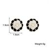 Korean Unique Camellia Black White Stud Earrings for Women Piercing Ear Jewelry Pendientes Earring