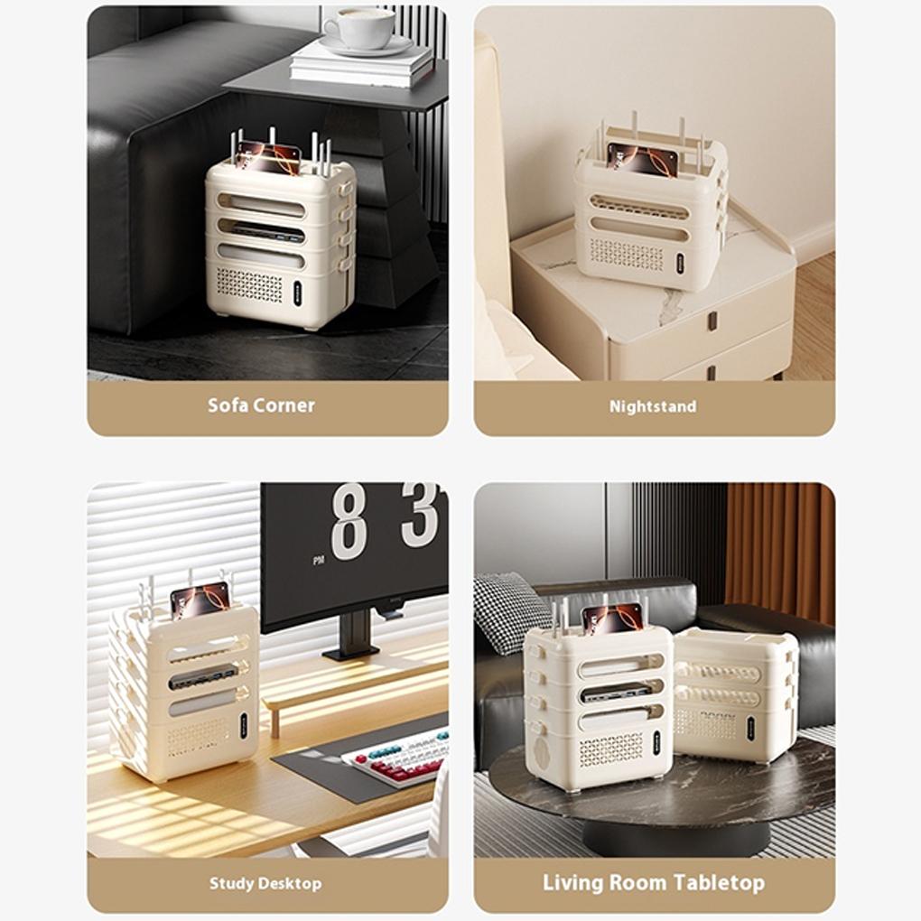 Home WiFi Router Storage Box Multi Functional Storage Rack Plug In Board Charging Cable Sorting Box Large Capacity Storage Box