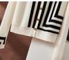 Women's French Coco Style Striped Cashmere Cardigan – Round Neck Autumn/Winter Loose Knitwear